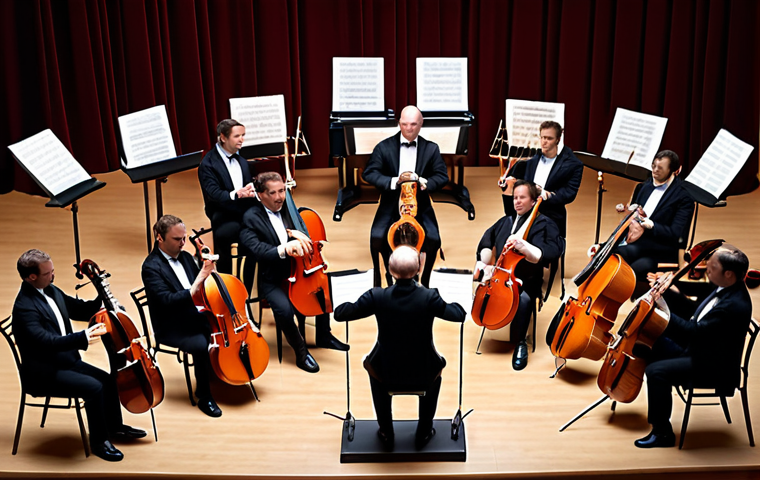 **

Symphony orchestra with instruments blending, representing positional encoding as a musical arrangement where the order and timing of each instrument (word) is crucial for the overall harmony (meaning).

**