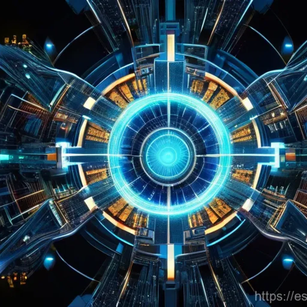 Transformer 아키텍처의 시각화 도구 - A vibrant, abstract, and highly detailed digital art rendering of a complex AI Transformer model. Th...