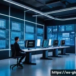 Home 22 Transformer 모델의 지속적인 개선 방법 - A futuristic AI research lab scene showcasing a large transparent digital display filled with neural...