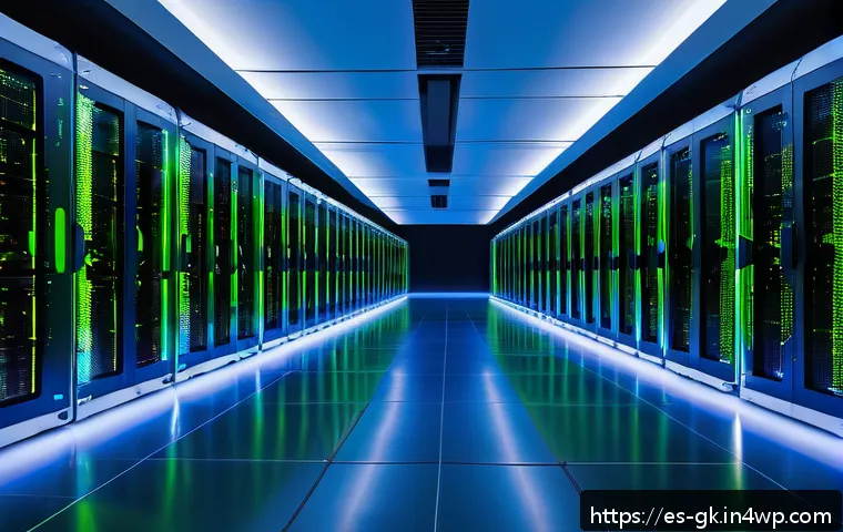 Transformer 모델의 배포 전략 - A high-tech data center room featuring rows of NVIDIA A100 GPUs and TPU accelerators glowing with bl...