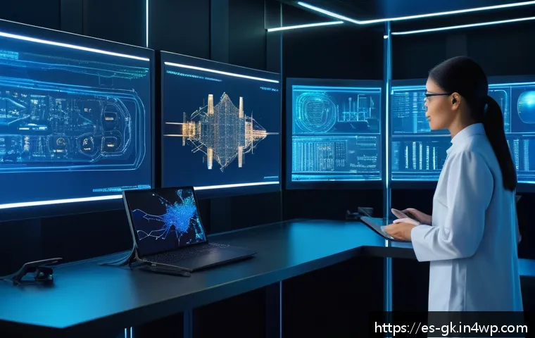 Transformer 기반 언어 모델의 발전 - A futuristic, high-tech laboratory scene showcasing the evolution of natural language processing mod...