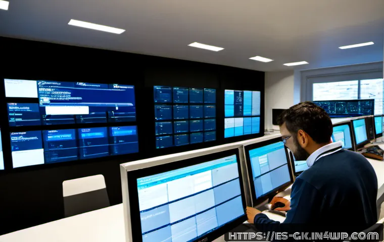 Home 17 Transformer 아키텍처의 실무 적용 사례 - Photorealistic modern logistics control room in Madrid, Spain, diverse operations team monitoring pa...
